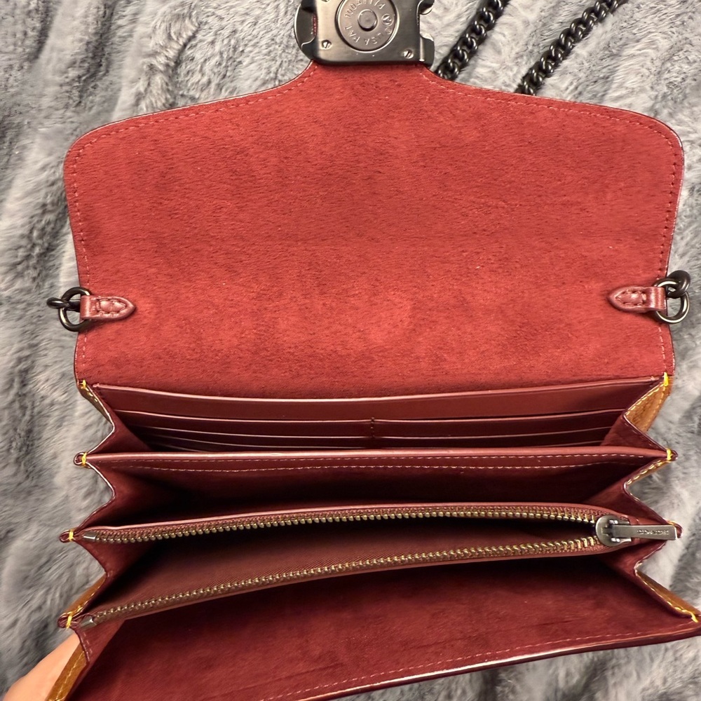 Coach Tabby Chain Brown Pebbled Leather Crossbody Purse Clutch Bag NWT - Picture 10 of 13